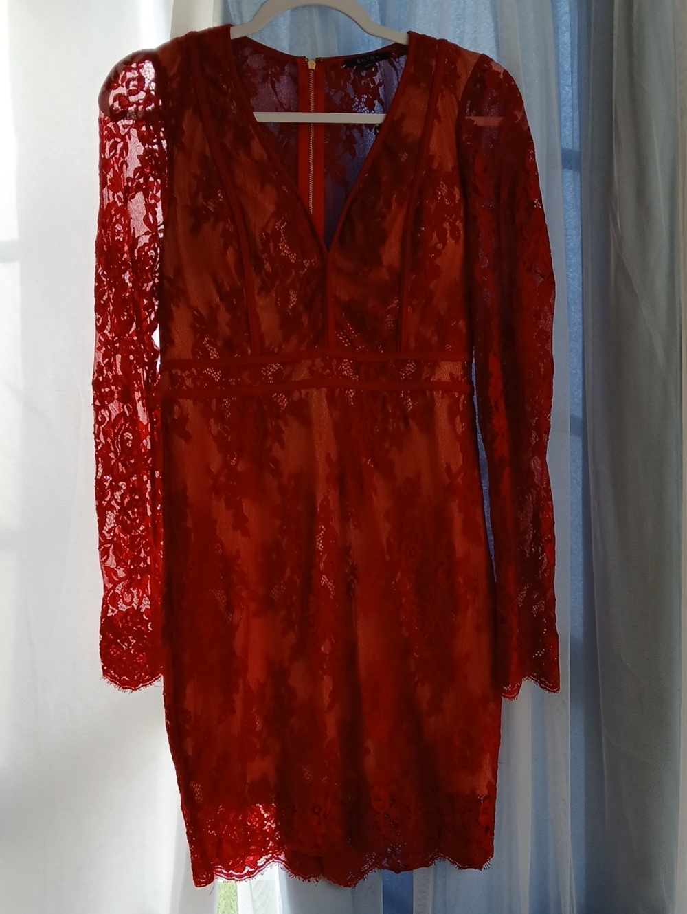 Entry Red Lace V-Neck Mini Dress